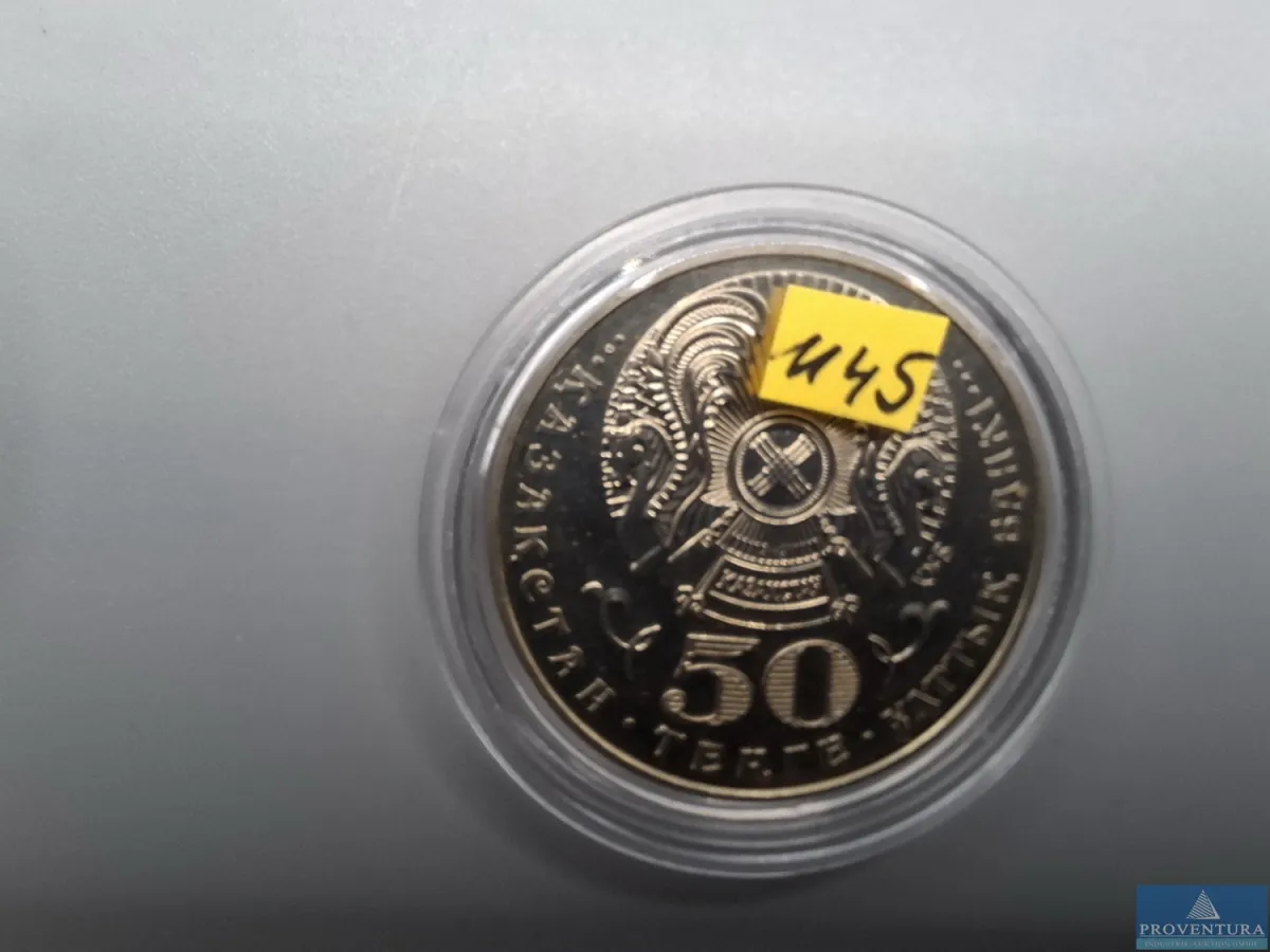 Sammlermünze Kasachstan 50 Tenge 2001 st 10 Jahre