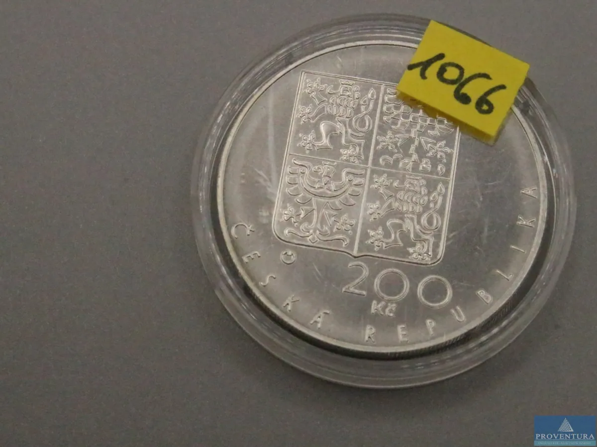 Silbermünze Tschechische Republik 200 Kronen St. V