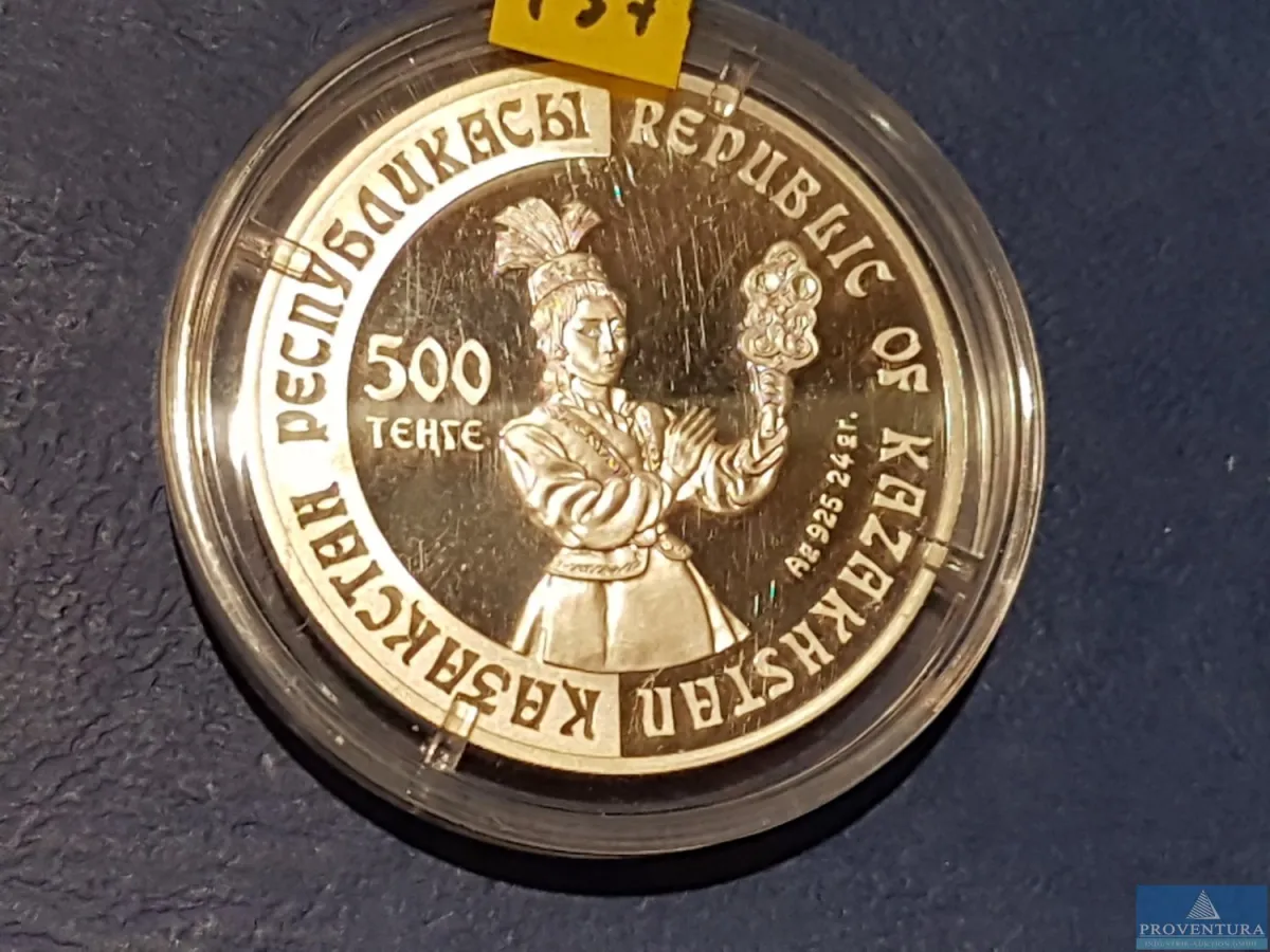 Silbermünze Kasachstan 500 Tenge Assa Tayak 2002 p