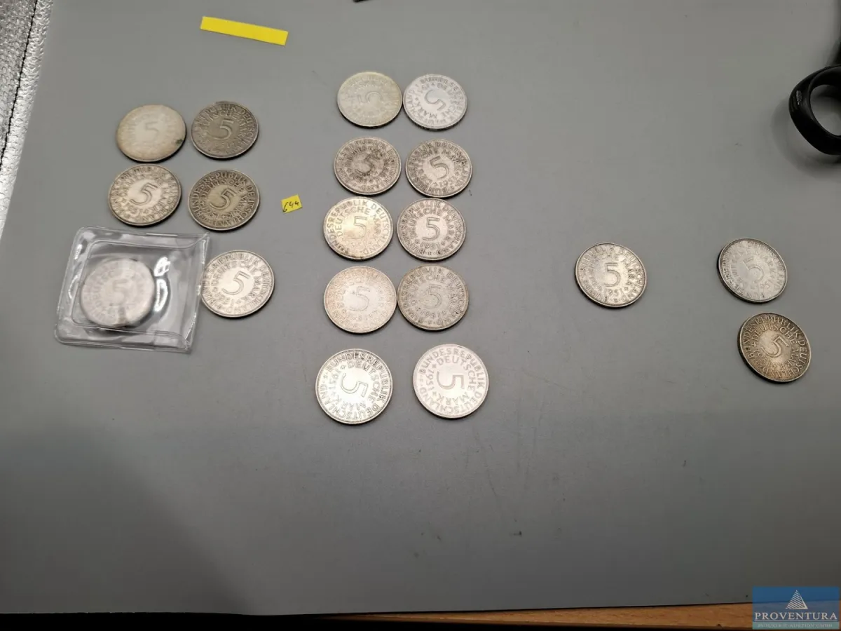 Silbermünzen Bundesrepublik Deutschland 19x 5 DM S