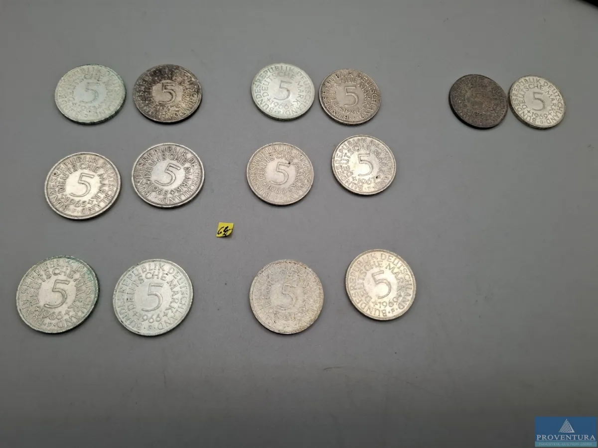 Silbermünzen Bundesrepublik Deutschland 14x 5 DM S