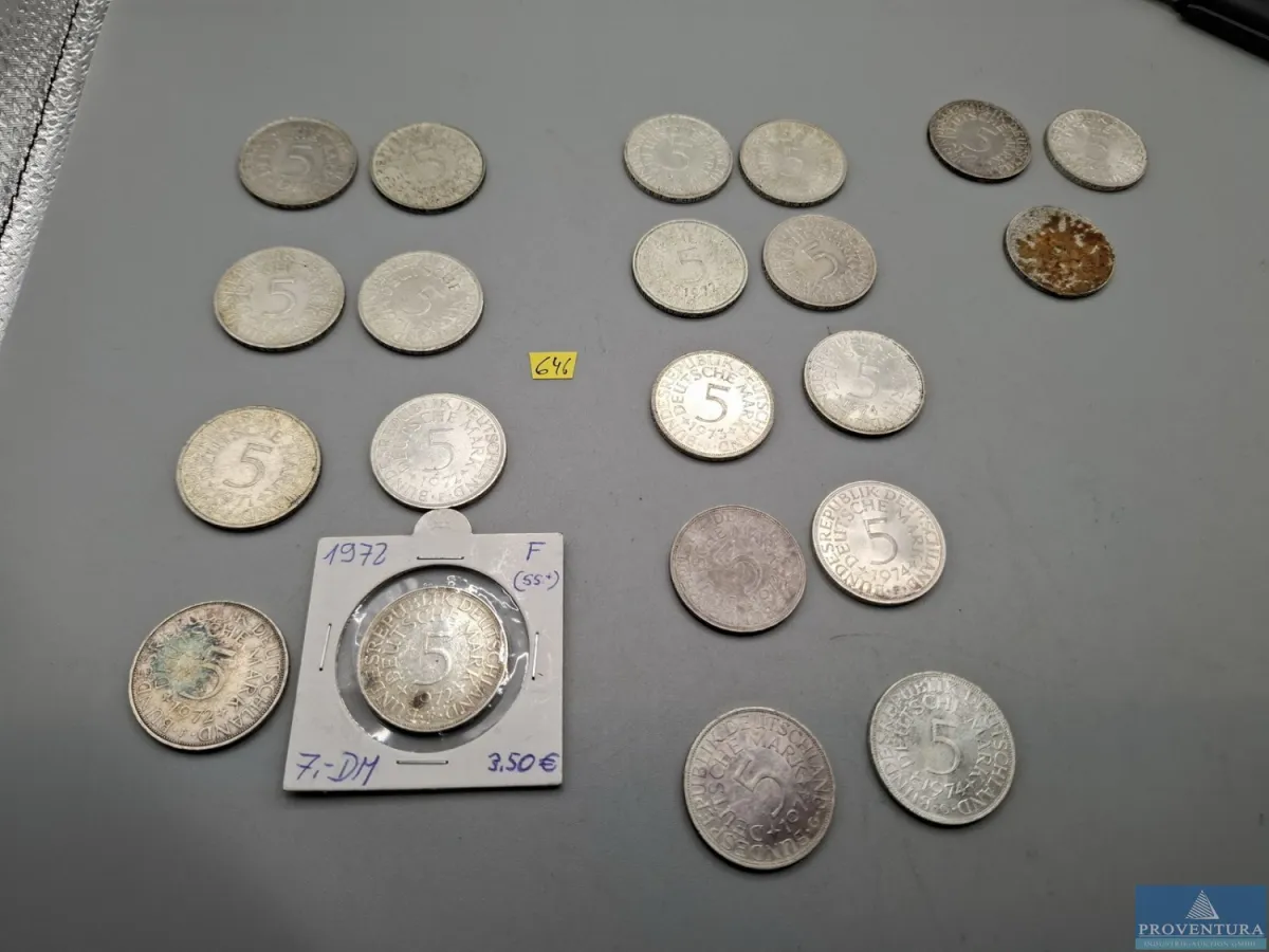 Silbermünzen Bundesrepublik Deutschland 21x 5 DM S