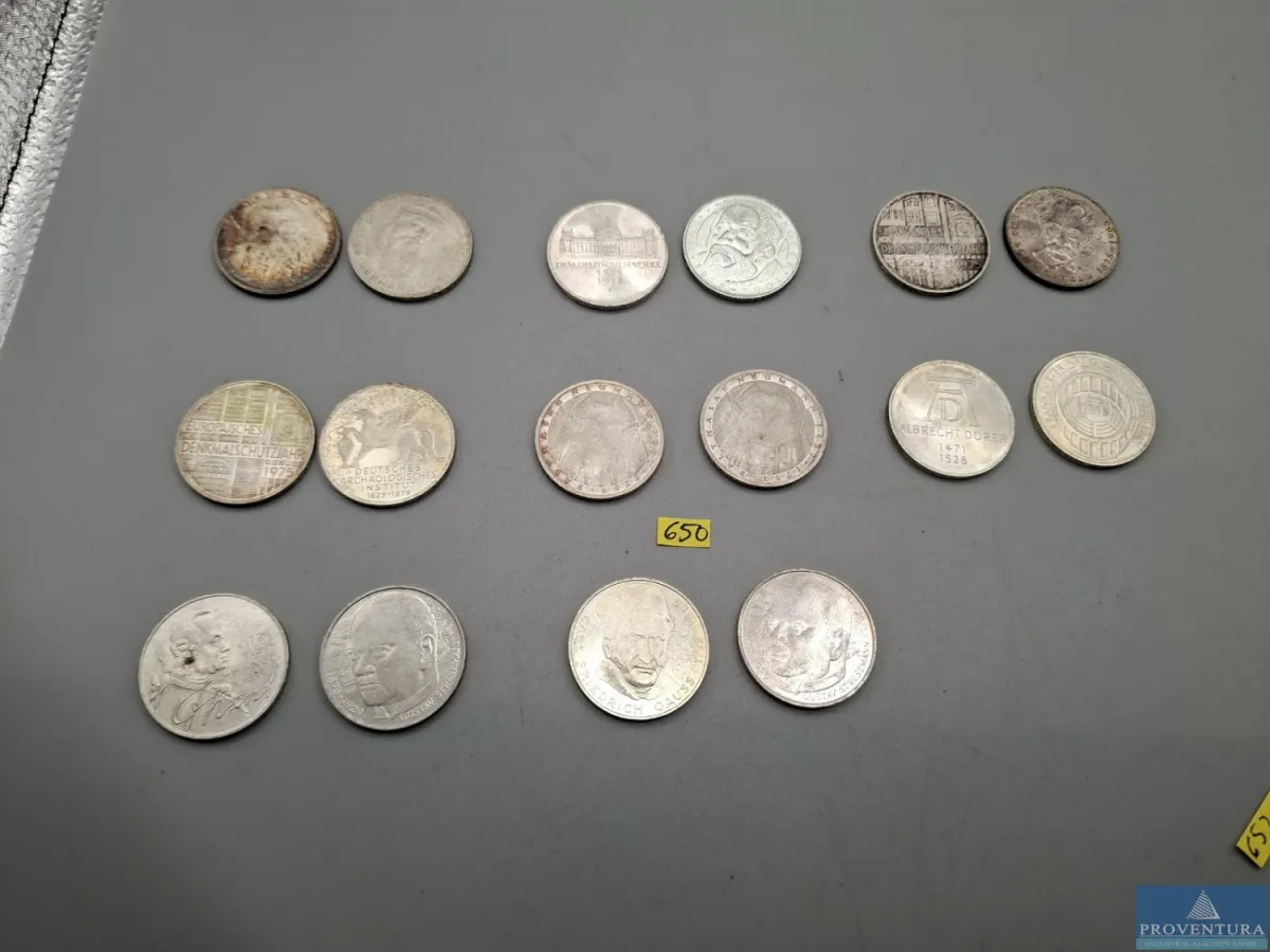 Silbermünzen Bundesrepublik Deutschland 16x 5 DM S