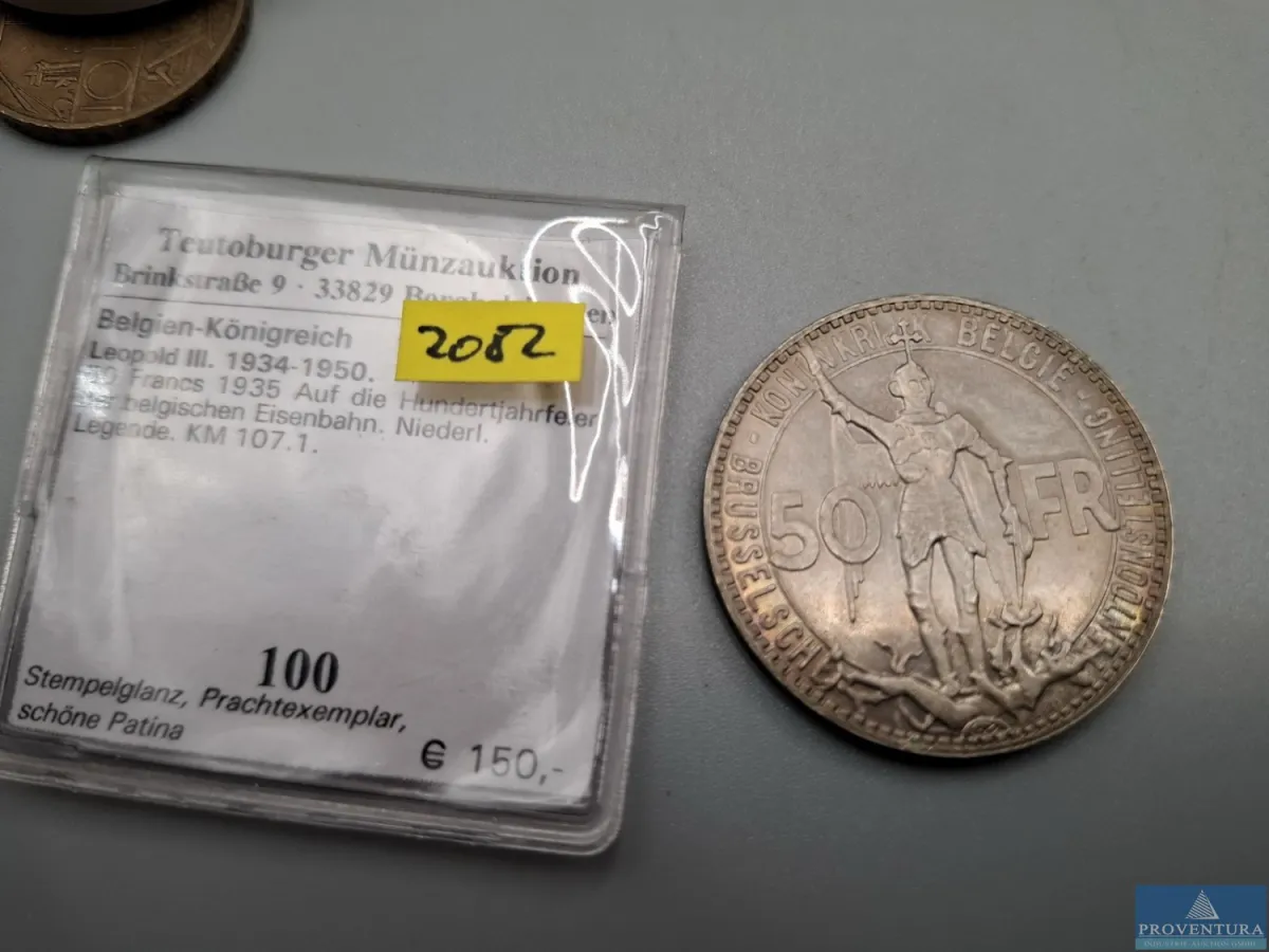 Silbermünze Belgien 50 Francs 1935 100 Jahre belgi