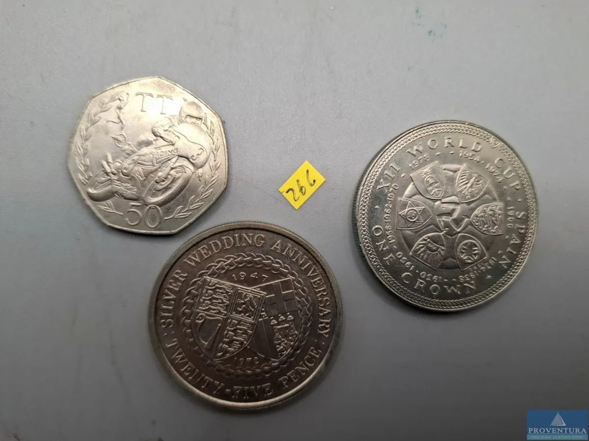 Umlaufmünzen Isle of Man 1 Crown Fussball WM 1982