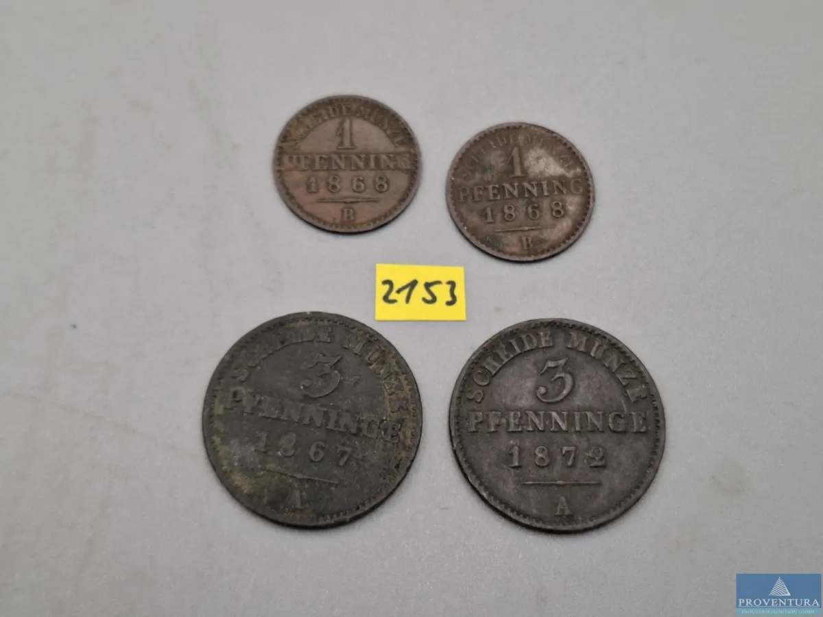 Umlaufmünzen Preussen 2x 1 Pfennig 1868 B