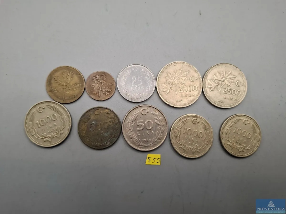 Umlaufmünzen Türkei 5 Kurus-2500 Lira 1957-1992 10