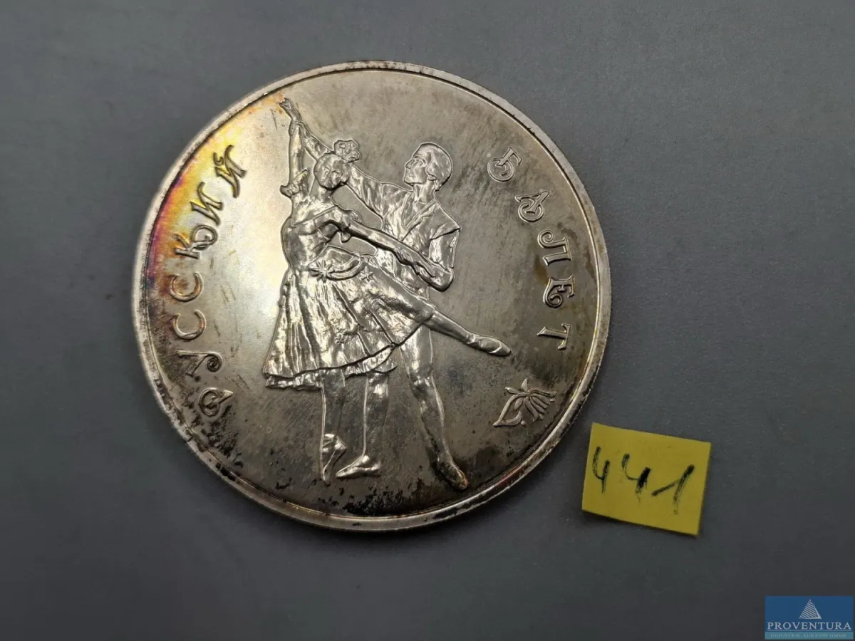 Silbermünze Russland 3 Rubel 1993 russisches Balle