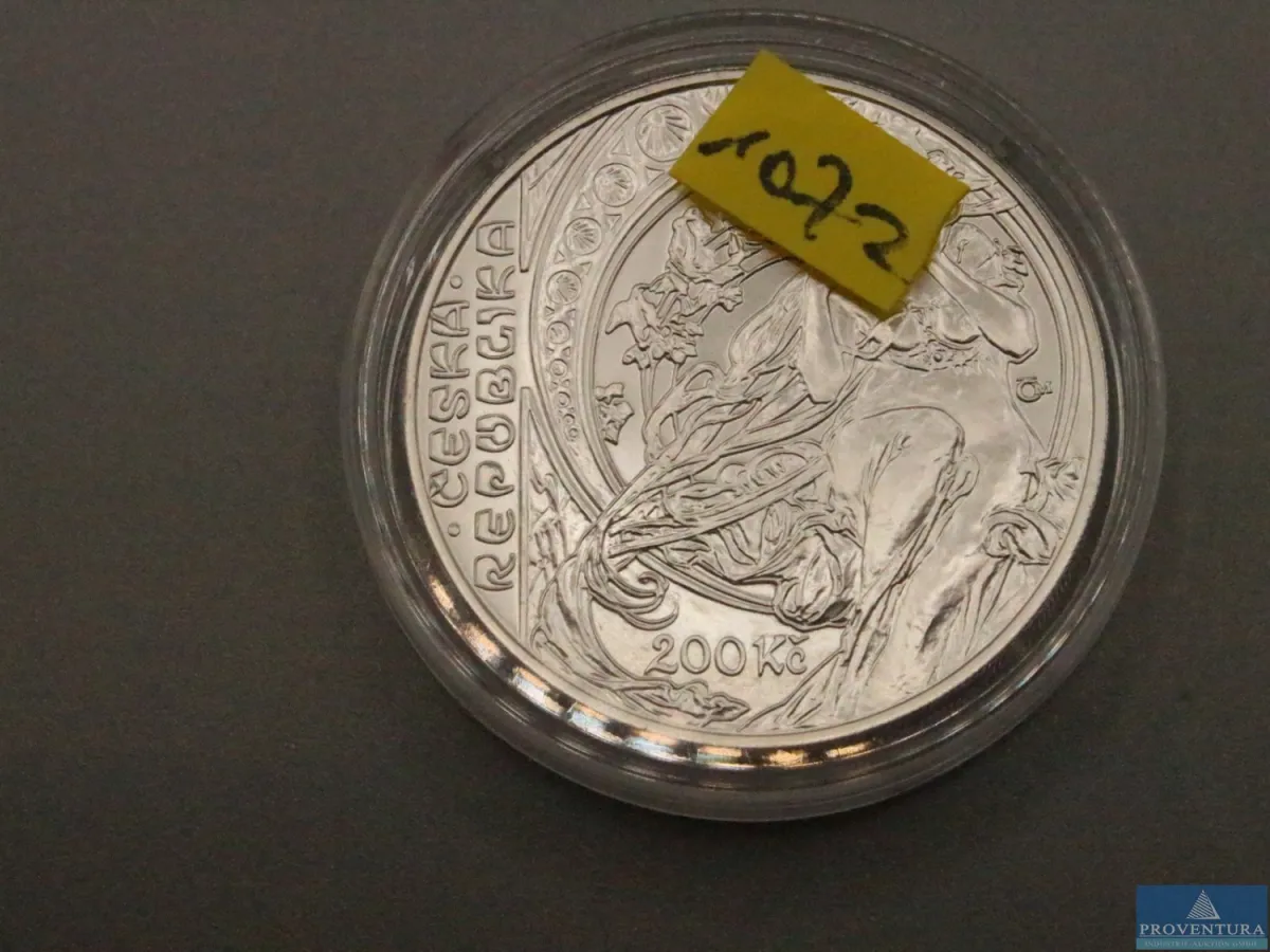 Silbermünze Tschechiche Republik 200 Kronen Alfons