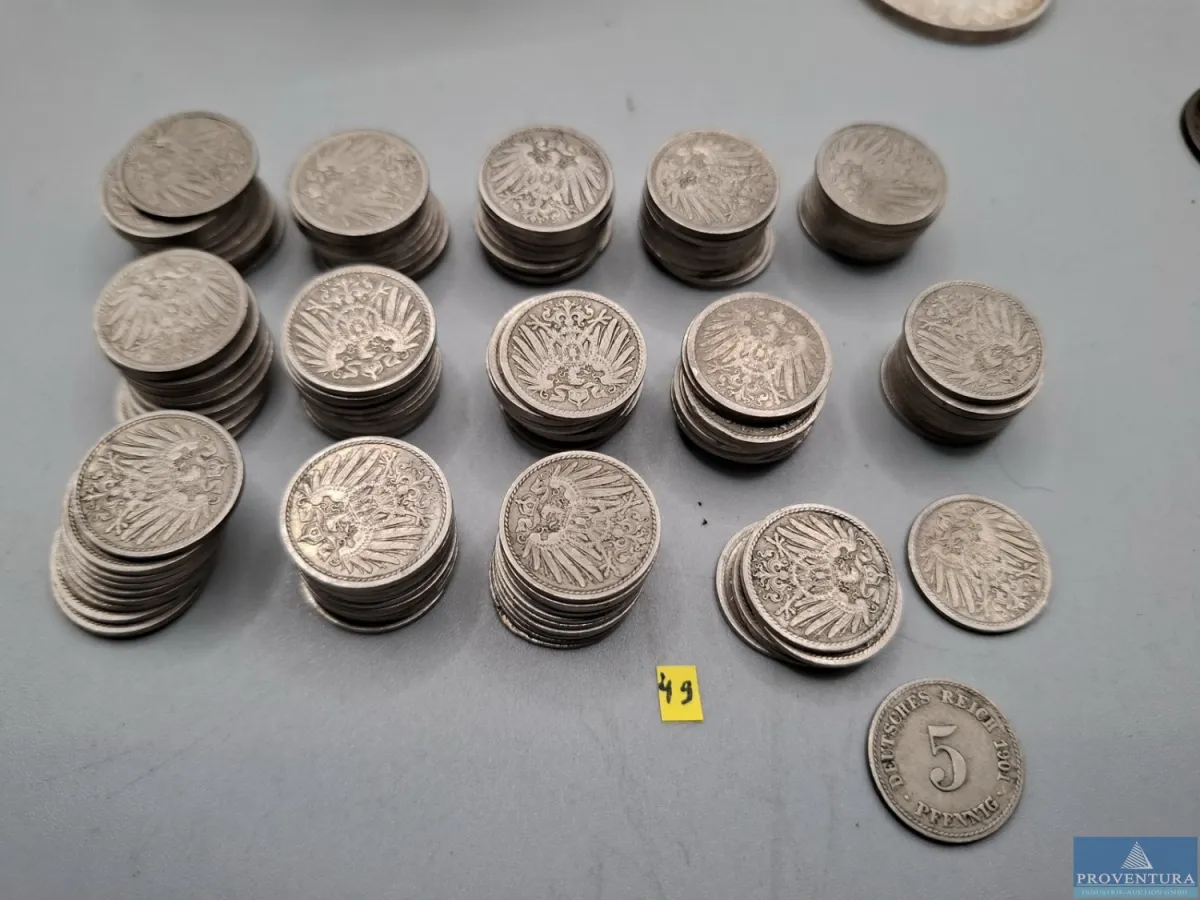 Umlaufmünzen Deutsches Kaisrerreich 137x 5 Pfennig