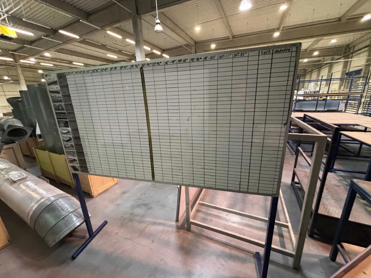 Freistehende industrielle Informationstafel/Whiteboard: 2 Teile. 1 klein, 1 groß.
