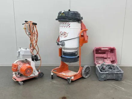 Nilfisk Industriestaubsauger, Fußbodenverarbeitungsmaschine und AGP-Schlitzsäge – RESALE