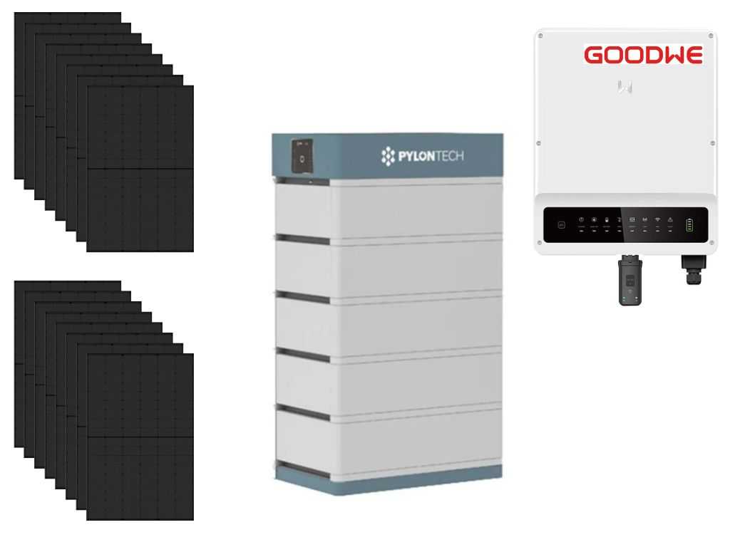 Longi – Set aus 20 Solarpanels (410 WP) mit Hybridwechselrichter und 17,75-kWh-Batterie