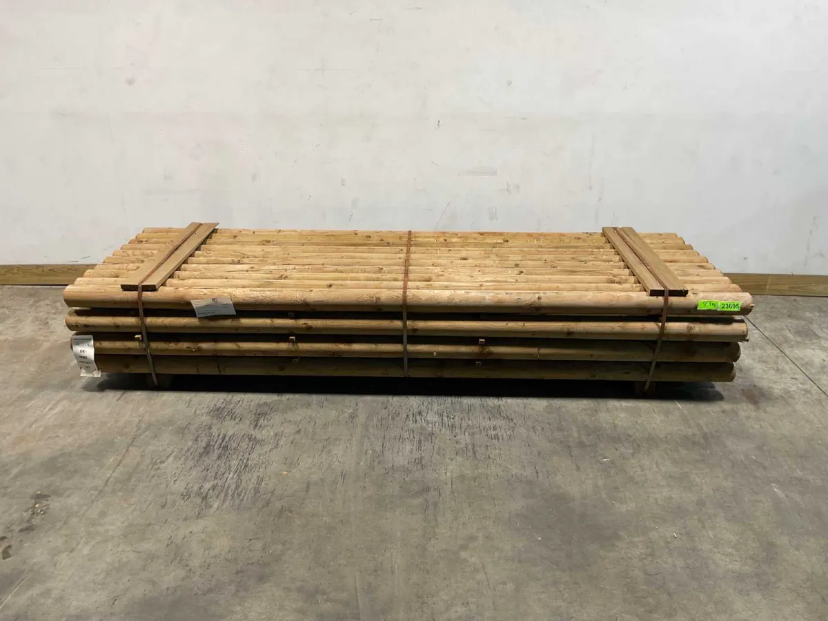 Weichholzpfosten rund ø100 mm x 300 cm – gekrönt KDI braun (40x)