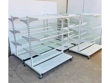 Ladenmöbel (5x); Gondel auf Rädern mit Glasdecke. – RESALE