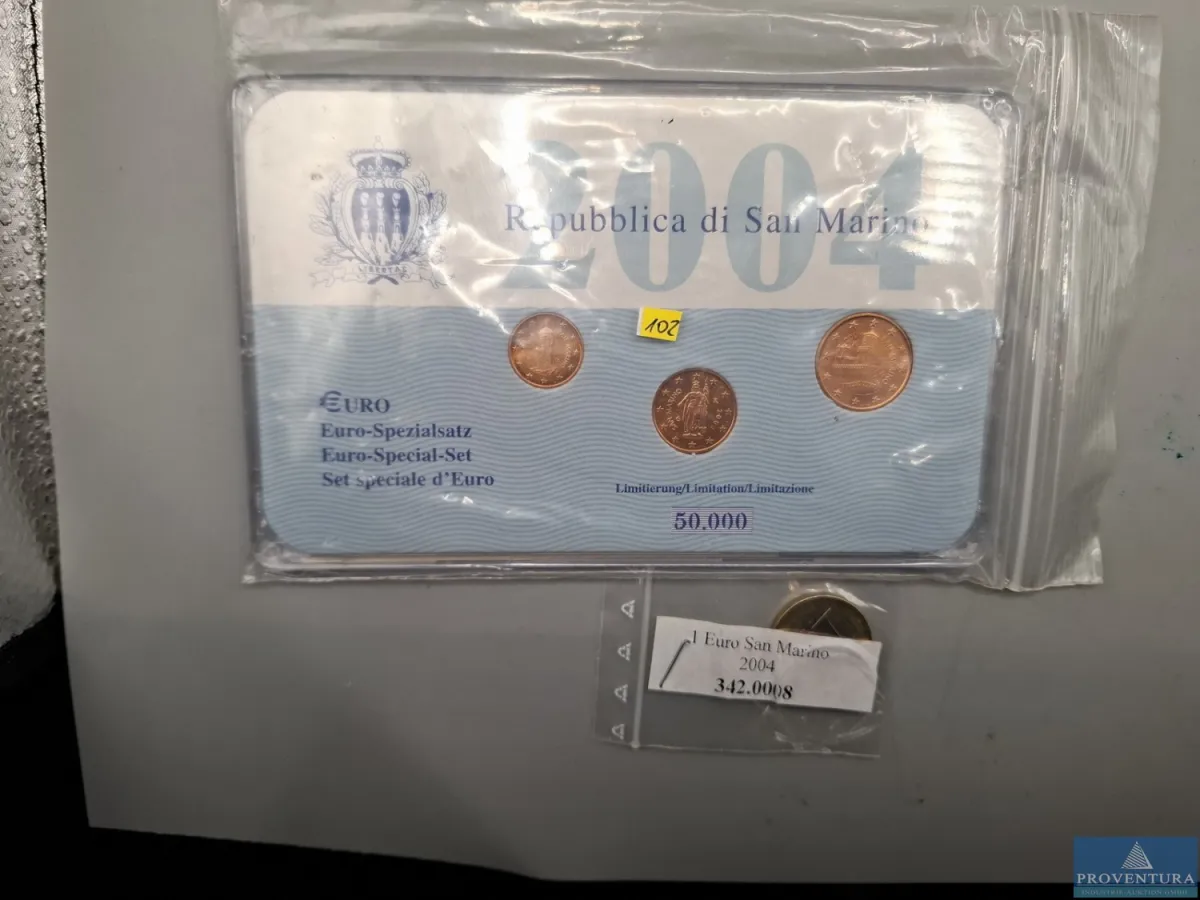 Euro-KMS San Marino 1-5 ct 2004 Auflage 50.000 Stü