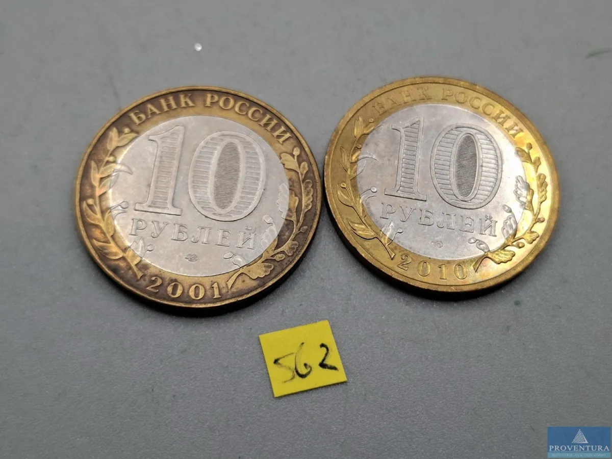 Sammlermünzen Russland 2x 10 Rubel 2001 Juri Gagar