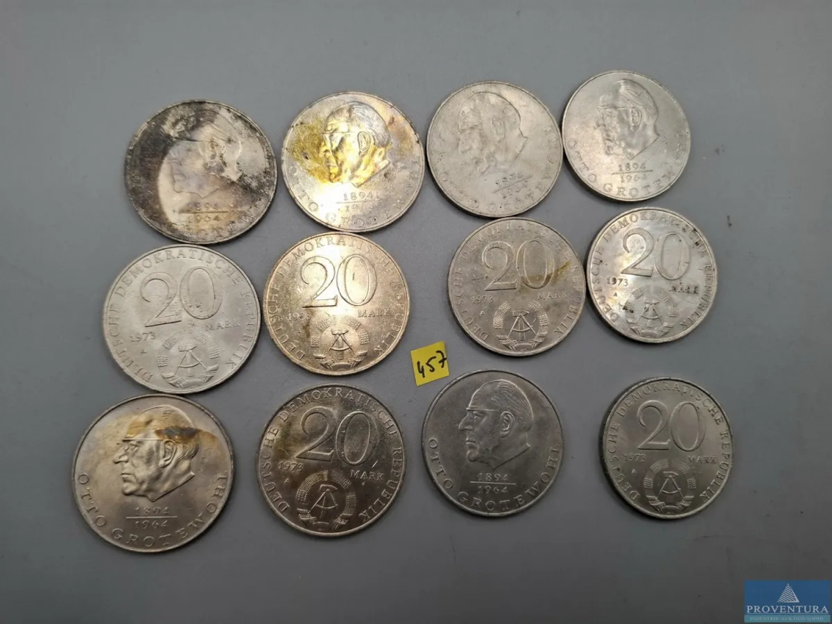 Umlaufmünzen DDR 12x 20 Mark 1973 Otto Grotewohl K
