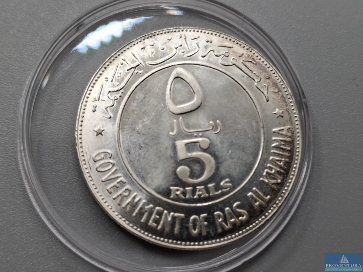 Silbermünze Ras al Chaima 5 Riyal 1389/1969 st Sil
