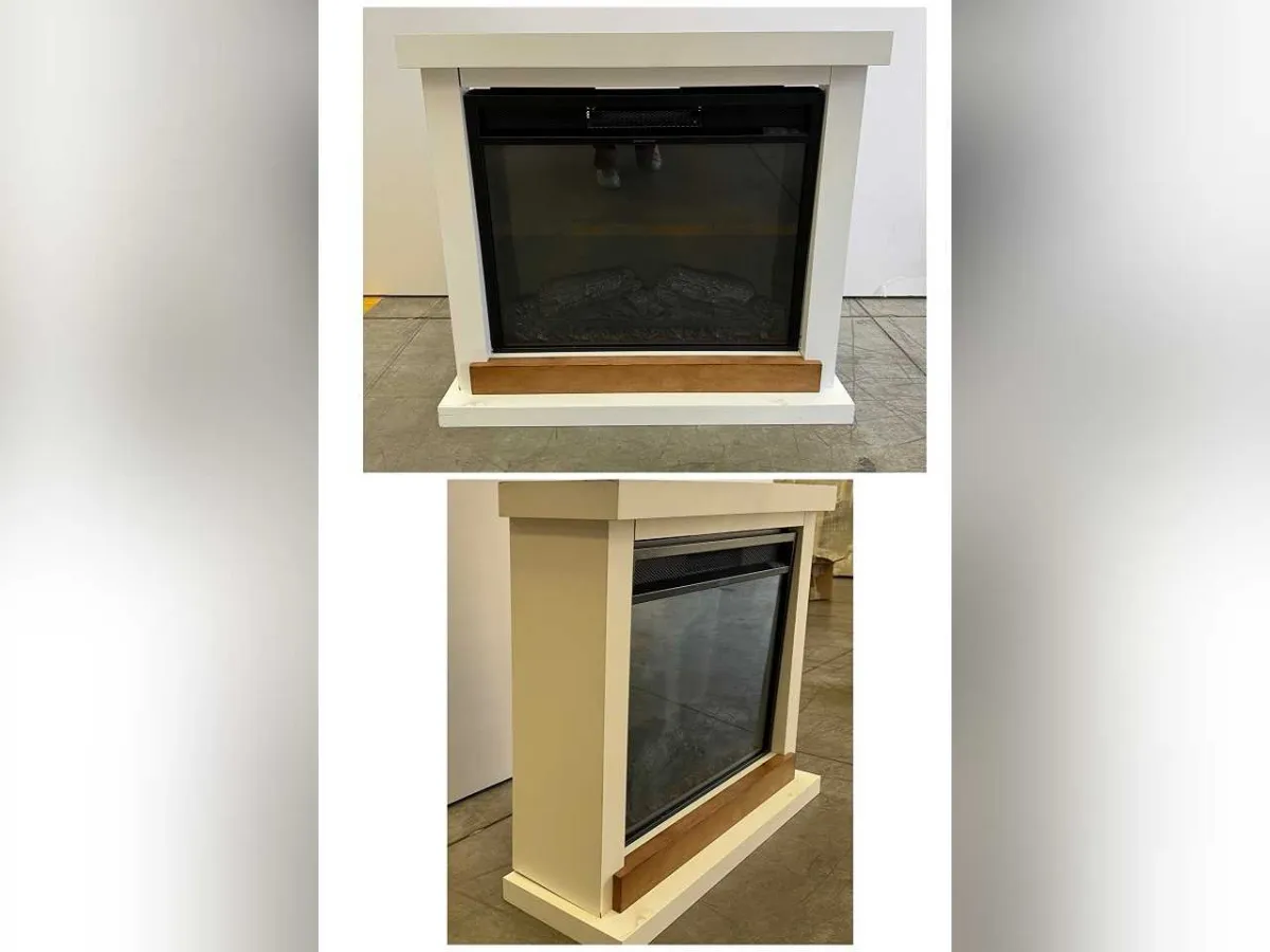 WEISSER ELEKTRISCHER KAMIN MIT FERNBEDIENUNG 75X22X68 REF: 323 (REF: 323)