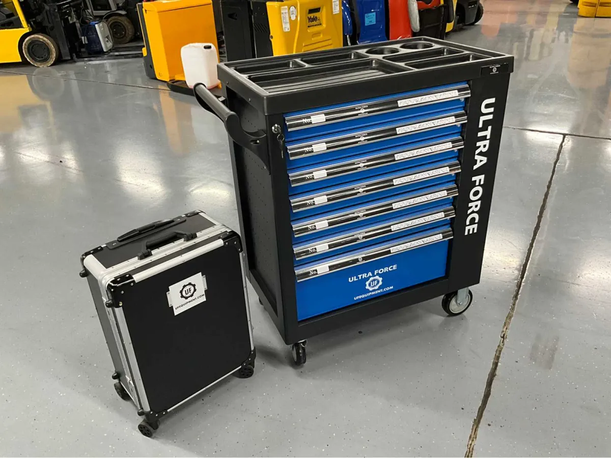 Ultra Force Equipment – Werkzeugwagen, 7 Schubladen, 260 Stück UND Wagen 238 Stück,