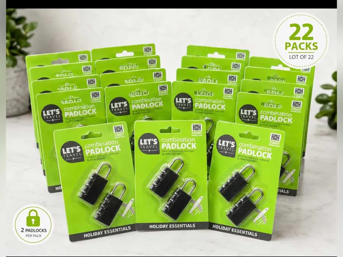 Set aus 22 Packungen mit 2 Schließfachcodes Vorhängeschlösser – 44 Vorhängeschlösser – neu in der Ve