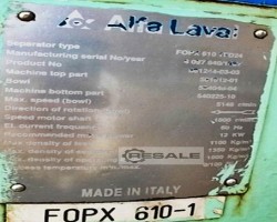 Maschine: ALFA LAVAL FOPX610 Trennzeichen