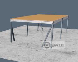 Maschine:  ca. 5 x 10 m, UK: 2,5 m Lagerbühne