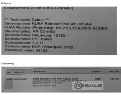 Maschine: KUKA KR C2 with KCP2 komplett Roboter mit Steuerung