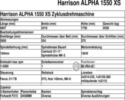 Maschine: COLCHESTER Harrison Alpha 1550 XS CNC Drehzentren
