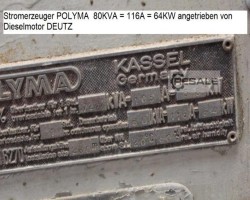 Maschine: POLYMA/DEUTZ  Dieselgeneratoren