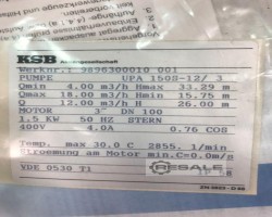 Maschine: KSB 150S-12, 1,5 kW Pumpen