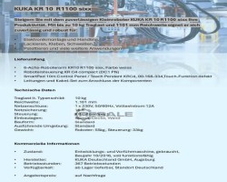 Maschine: KUKA KR10 R1100 (367 Betriebsstd.) Industrieroboter