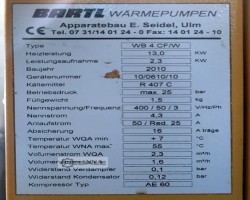 Maschine: BARTL APPARTEBAU WB 4 CF/W Wärmepumpe Wasser/Wasser
