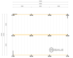Maschine:  500Kg/qm System ca. 10 x 15 m, UK: 2,5 m