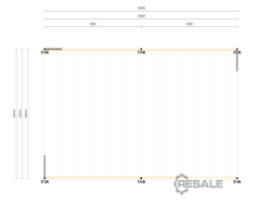Maschine:  ca. 5 x 10 m, UK: 2,5 m Lagerbühne