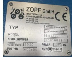 Maschine: ZOPF ZB 60 M Ringbiegemaschinen