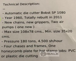 Maschine: BOBST 1080 Stanzmaschinen