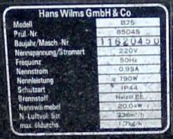 Maschine: WILMS  BAUTROCKNER B75 Bautrockner