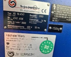 Maschine: TURBO-SEPARATOR Centrifuge VD 10.4747 Kühleinheiten