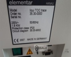 Maschine: ELEMENTAR liquiTOC trace Hochtemperatur-Analysator