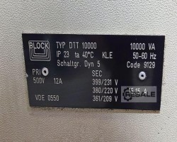 Maschine: BLOCK DTT 10000 Transformator 10000 VA Trafo 500 V