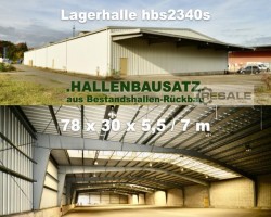 Maschine: ASTRON  Stahlhalle 78x30x5.5m Lagerhalle zur Demontage