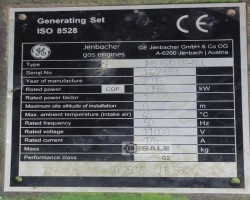 Maschine: JENBACHER JMS 620 GS-NL Gasgeneratoren