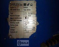 Maschine: DARLEY GS 3000x13 Tafelscheren (hydraulisch)