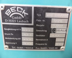 Maschine: BECK Wand 1000/2000 Absauganlagen