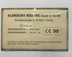 Maschine: RöDERS TEC RFM 600/2 Hochgeschwindigkeits-Bearbeitungszentren (HSC)