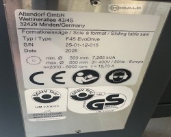 Maschine: ALTENDORF F45 EvoDrive Black Edition Formatkreissägen
