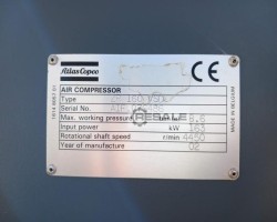 Maschine: ATLAS COPCO  ZR VSD 160 MD400 dryer Schraubenkompressor + Lufttrockner