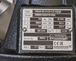 Maschine: GRUNDFOS CRI10-02 A-CA-I-E-HQQE, 15,3/2 Kreiselpumpe,